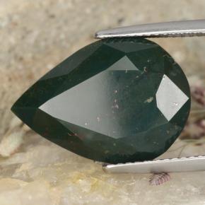 10.25캐럿 천연 점박이 그린 블러드스톤, 배 모양, 18.8×13.1 mm, 불투명체