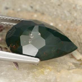 10.25캐럿 천연 점박이 그린 블러드스톤, 배 모양, 18.8×13.1 mm, 불투명체