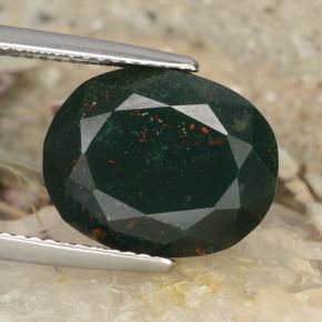 8.22캐럿 천연 포레스트 그린 블러드스톤, 타원형 컷, 13.9×11.2 mm, 불투명체