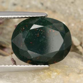 8.22캐럿 천연 포레스트 그린 블러드스톤, 타원형 컷, 13.9×11.2 mm, 불투명체