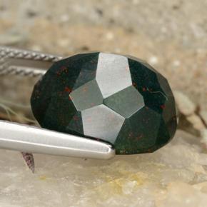 8.22캐럿 천연 포레스트 그린 블러드스톤, 타원형 컷, 13.9×11.2 mm, 불투명체