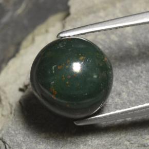 8.82캐럿 천연 딥 그린 블러드스톤, 라운드 컷, 11.95 mm, 불투명체