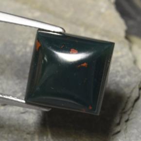 12.04캐럿 천연 점박이 그린 블러드스톤, 스퀘어, 12.7×12.1 mm, 불투명체