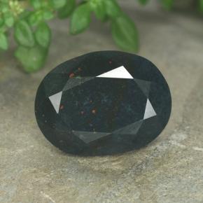 4.56캐럿 천연 점박이 그린 블러드스톤, 타원형 컷, 12×9.2 mm, 불투명체