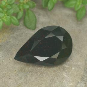 2.44캐럿 천연 점박이 그린 블러드스톤, 배 모양, 12.1×8 mm, 불투명체