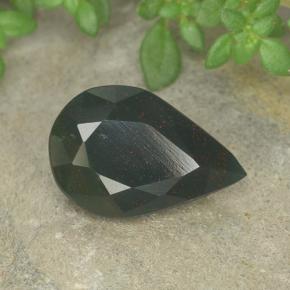 2.44캐럿 천연 점박이 그린 블러드스톤, 배 모양, 12.1×8 mm, 불투명체