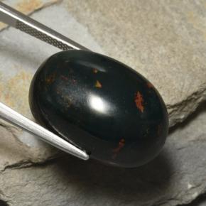 25.89캐럿 천연 다크 그린 블러드스톤, 타원형 컷, 21.4×13.9 mm, 불투명체