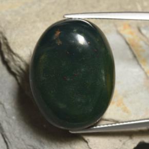 42.77캐럿 천연 점박이 그린 블러드스톤, 타원형 컷, 24.6×19 mm, 불투명체