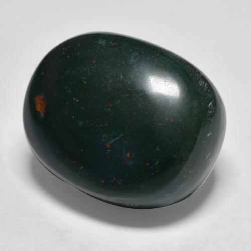22.33캐럿 천연 딥 그린 블러드스톤, 타원형 컷, 18.4×14.8 mm, 불투명체