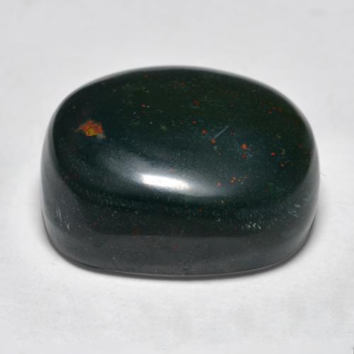 22.33캐럿 천연 딥 그린 블러드스톤, 타원형 컷, 18.4×14.8 mm, 불투명체