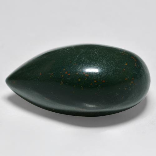 34.22캐럿 천연 여러 가지 빛깔의 녹색 혈석, 배 모양, 불투명체