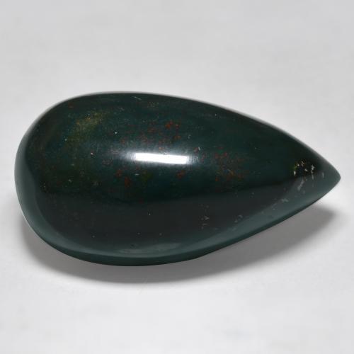 26.56캐럿 천연 여러 가지 빛깔의 녹색 혈석, 배 모양, 불투명체