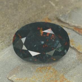 6.55캐럿 천연 더럽혀진 녹색 혈석, 타원형 컷, 불투명체