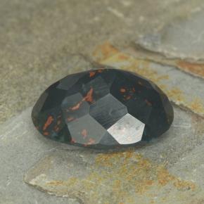 6.55캐럿 천연 더럽혀진 녹색 혈석, 타원형 컷, 불투명체