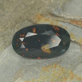 3.97캐럿 천연 점박이 그린 블러드스톤, 타원형 컷, 13.7×8.1 mm, 불투명체