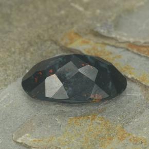3.97캐럿 천연 점박이 그린 블러드스톤, 타원형 컷, 13.7×8.1 mm, 불투명체