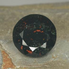 9.32캐럿 천연 점박이 그린 블러드스톤, 라운드 컷, 13.45 mm, 불투명체