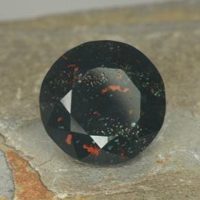9.32캐럿 천연 점박이 그린 블러드스톤, 라운드 컷, 13.45 mm, 불투명체
