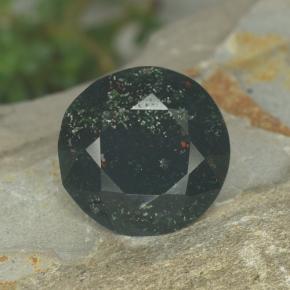 5.05캐럿 천연 더럽혀진 녹색 블러드스톤, 라운드 컷, 불투명체