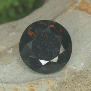 3.81캐럿 천연 점박이 그린 블러드스톤, 라운드 컷, 10.67 mm, 불투명체