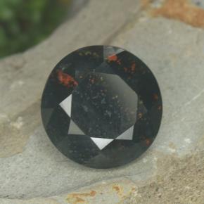 3.81캐럿 천연 점박이 그린 블러드스톤, 라운드 컷, 10.67 mm, 불투명체