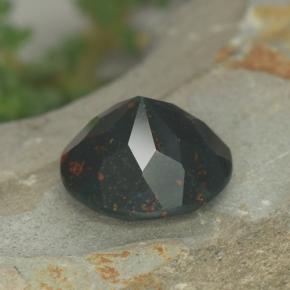 3.81캐럿 천연 점박이 그린 블러드스톤, 라운드 컷, 10.67 mm, 불투명체