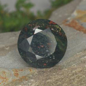 7.35캐럿 천연 점박이 그린 블러드스톤, 라운드 컷, 12.34 mm, 불투명체