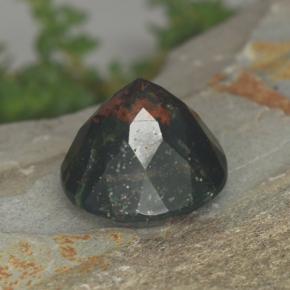 7.35캐럿 천연 점박이 그린 블러드스톤, 라운드 컷, 12.34 mm, 불투명체