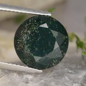 5.41캐럿 천연 점박이 그린 블러드스톤, 라운드 컷, 11.45 mm, 불투명체