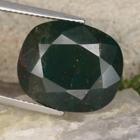 11.29캐럿 천연 점박이 그린 블러드스톤, 타원형 컷, 16×13.8 mm, 불투명체