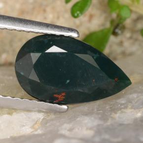 2.31캐럿 천연 점박이 그린 블러드스톤, 배 모양, 11.8×6.9 mm, 불투명체