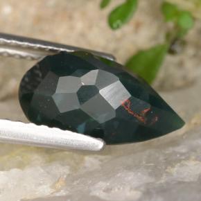2.31캐럿 천연 점박이 그린 블러드스톤, 배 모양, 11.8×6.9 mm, 불투명체