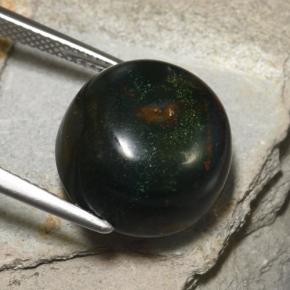 15.88캐럿 천연 다크 그린 블러드스톤, 라운드 컷, 14.63 mm, 불투명체