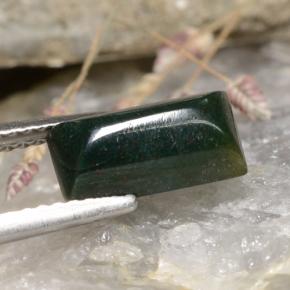 1.65캐럿 천연 점박이 그린 블러드스톤, 바게트, 10.2×5.3 mm, 불투명체