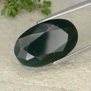 17.58캐럿 천연 여러 가지 빛깔의 녹색 블러드스톤, 타원형 컷, 21.4×13 mm, 불투명체