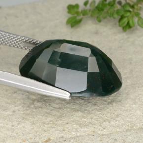 17.58캐럿 천연 여러 가지 빛깔의 녹색 블러드스톤, 타원형 컷, 21.4×13 mm, 불투명체