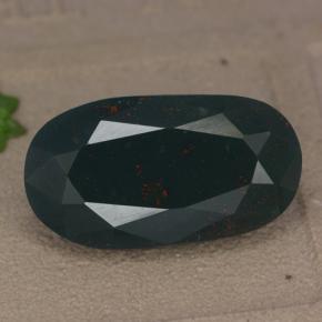 11.46캐럿 천연 점박이 그린 블러드스톤, 타원형 컷, 19.8×10.8 mm, 불투명체