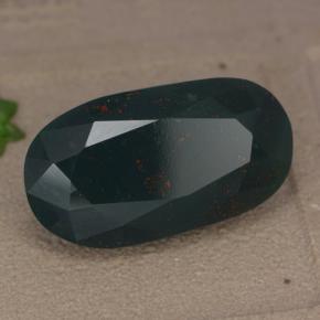 11.46캐럿 천연 점박이 그린 블러드스톤, 타원형 컷, 19.8×10.8 mm, 불투명체