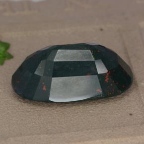 11.46캐럿 천연 점박이 그린 블러드스톤, 타원형 컷, 19.8×10.8 mm, 불투명체