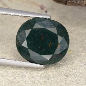 6.33캐럿 천연 점박이 그린 블러드스톤, 타원형 컷, 11.9×10.4 mm, 불투명체