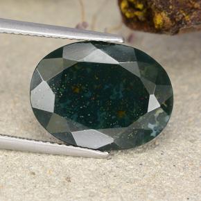 7.94캐럿 천연 점박이 그린 블러드스톤, 타원형 컷, 16.1×12 mm, 불투명체