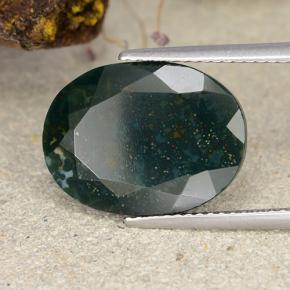 7.94캐럿 천연 점박이 그린 블러드스톤, 타원형 컷, 16.1×12 mm, 불투명체