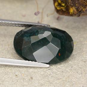 7.94캐럿 천연 점박이 그린 블러드스톤, 타원형 컷, 16.1×12 mm, 불투명체