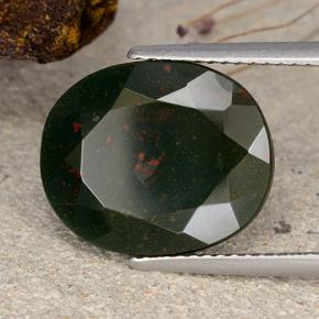 8.28캐럿 천연 점박이 그린 블러드스톤, 타원형 컷, 14.8×12.3 mm, 불투명체