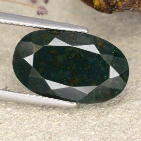 7.73캐럿 천연 점박이 그린 블러드스톤, 타원형 컷, 16.4×9.8 mm, 불투명체