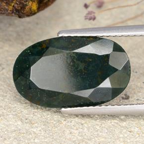 7.73캐럿 천연 점박이 그린 블러드스톤, 타원형 컷, 16.4×9.8 mm, 불투명체
