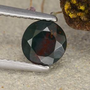0.68캐럿 천연 점박이 그린 블러드스톤, 라운드 컷, 6.06 mm, 불투명체