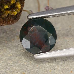 0.68캐럿 천연 점박이 그린 블러드스톤, 라운드 컷, 6.06 mm, 불투명체