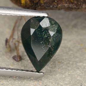 1.93캐럿 천연 점박이 그린 블러드스톤, 배 모양, 9.8×7.2 mm, 불투명체