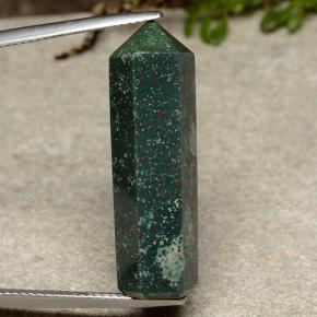18.43캐럿 천연 포레스트 그린 블러드스톤, 멋진 모양, 29.2×9.2 mm, 불투명체